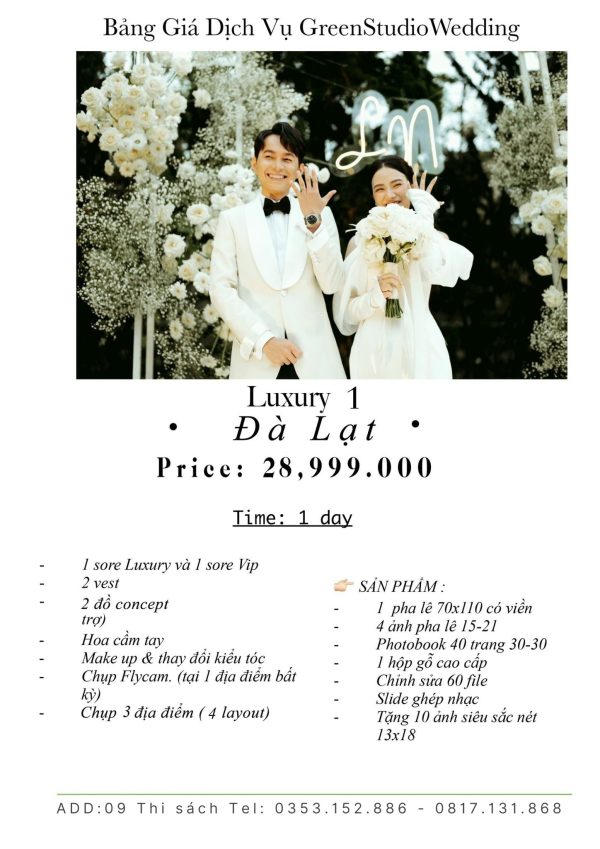 gói chụp ảnh cưới Đà Lạt Green studio Wedding