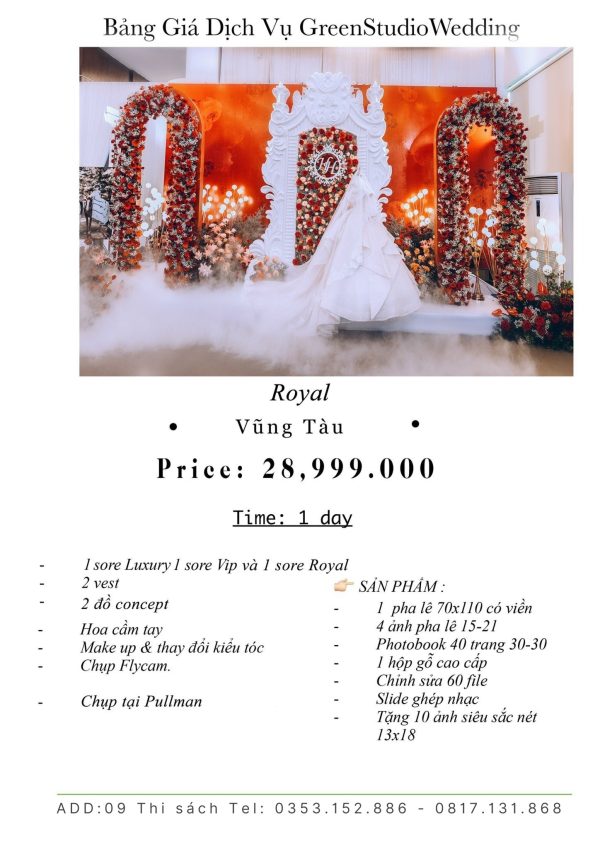 gói chụp ảnh cưới Vũng Tàu Green studio Wedding