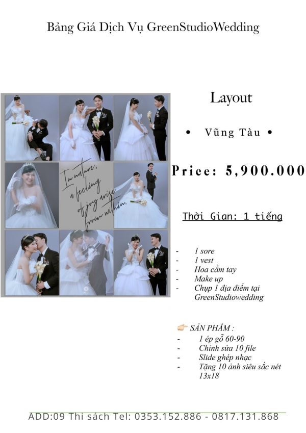 gói chụp ảnh cưới Vũng Tàu Green studio Wedding