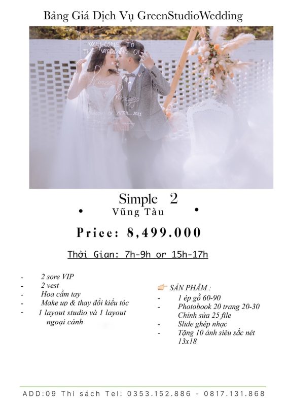 gói chụp ảnh cưới Vũng Tàu Green studio Wedding 