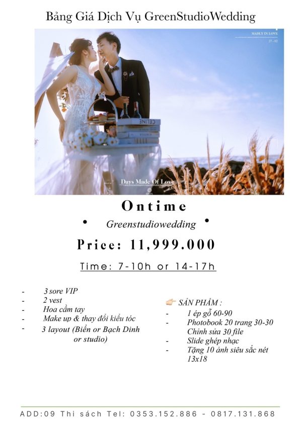 gói chụp ảnh cưới Vũng Tàu Green studio Wedding