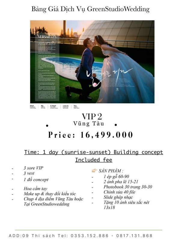 gói chụp ảnh cưới Vũng Tàu Green studio Wedding 