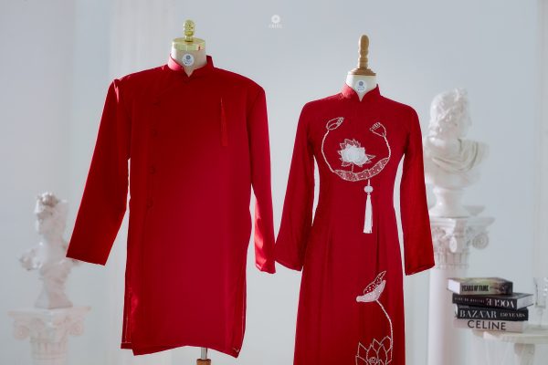 áo dài cưới hoa sen
