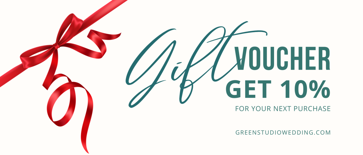 Gift Voucher giảm giá 10% của Green Studio Wedding, món quà tri ân khách hàng.