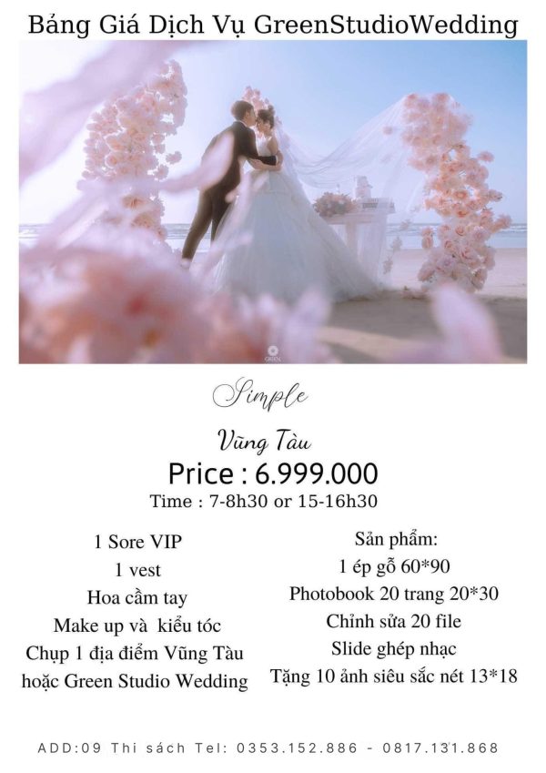 gói chụp ảnh cưới Vũng Tàu Green studio Wedding
