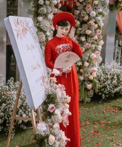 áo dài ăn hỏi màu đỏ