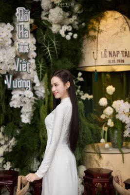 áo dài ăn hỏi màu trắng